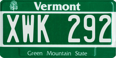 VT license plate XWK292