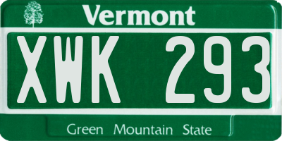 VT license plate XWK293