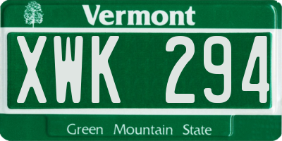 VT license plate XWK294