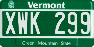 VT license plate XWK299