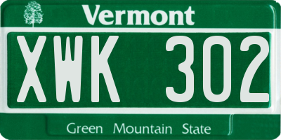 VT license plate XWK302