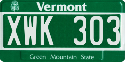 VT license plate XWK303