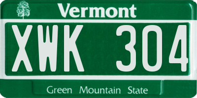 VT license plate XWK304