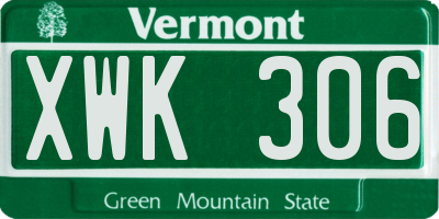 VT license plate XWK306