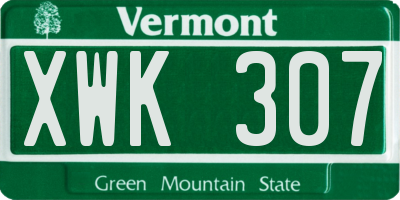 VT license plate XWK307
