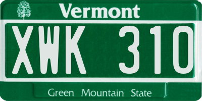 VT license plate XWK310