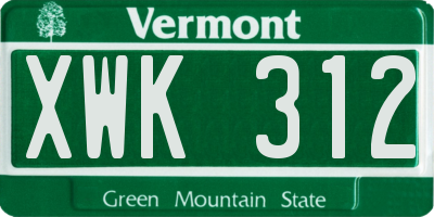 VT license plate XWK312