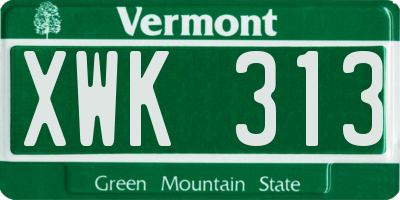 VT license plate XWK313