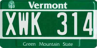 VT license plate XWK314