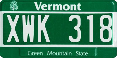 VT license plate XWK318