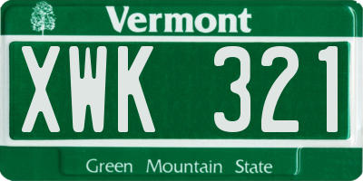 VT license plate XWK321