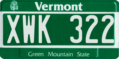 VT license plate XWK322