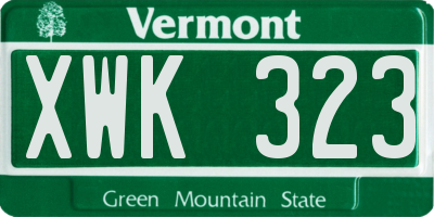 VT license plate XWK323