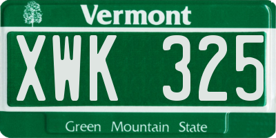 VT license plate XWK325