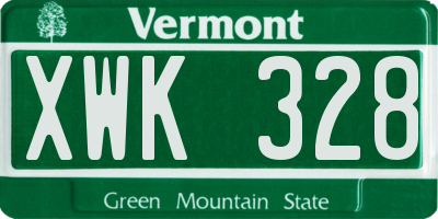 VT license plate XWK328