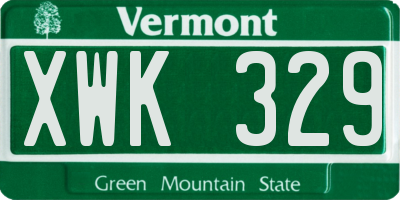 VT license plate XWK329