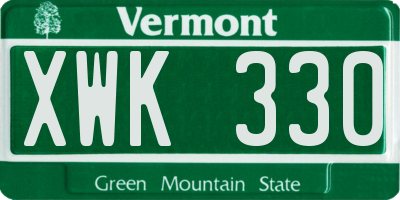 VT license plate XWK330