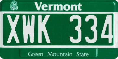 VT license plate XWK334