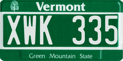 VT license plate XWK335
