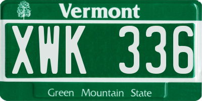 VT license plate XWK336
