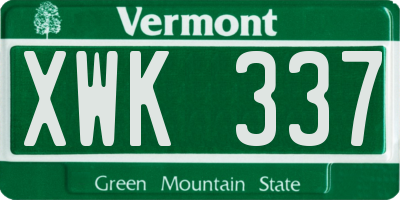 VT license plate XWK337