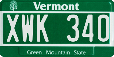 VT license plate XWK340