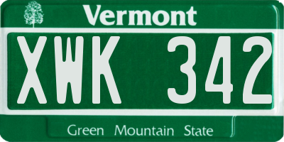 VT license plate XWK342