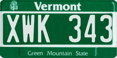 VT license plate XWK343
