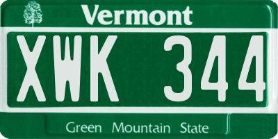 VT license plate XWK344