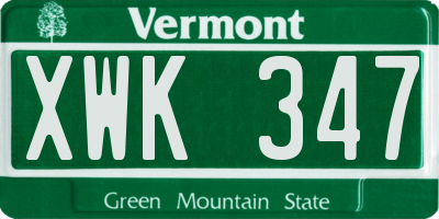 VT license plate XWK347