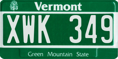 VT license plate XWK349