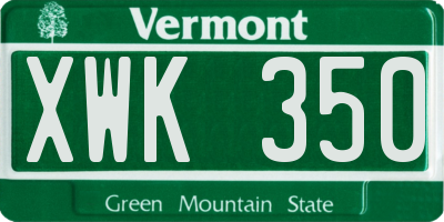 VT license plate XWK350