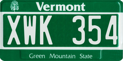 VT license plate XWK354