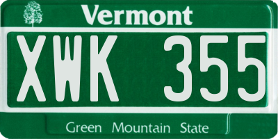 VT license plate XWK355