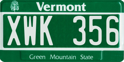 VT license plate XWK356