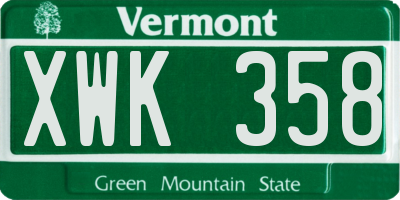 VT license plate XWK358