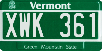 VT license plate XWK361