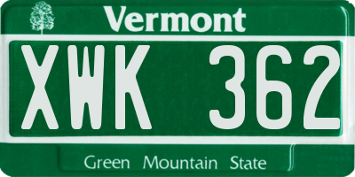 VT license plate XWK362