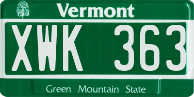 VT license plate XWK363