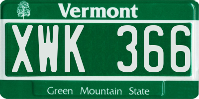 VT license plate XWK366