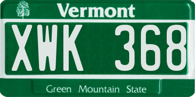 VT license plate XWK368