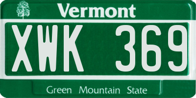 VT license plate XWK369
