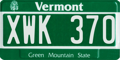 VT license plate XWK370