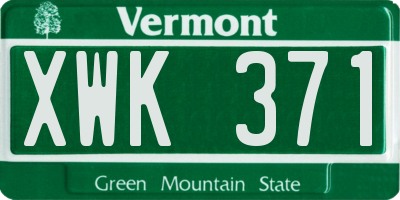 VT license plate XWK371