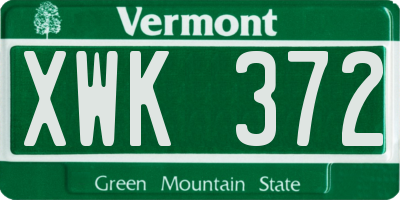VT license plate XWK372