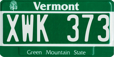 VT license plate XWK373