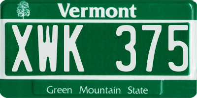 VT license plate XWK375