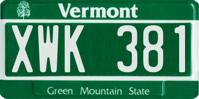 VT license plate XWK381