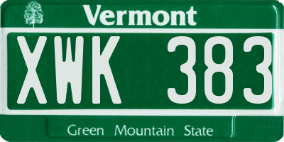 VT license plate XWK383