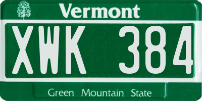 VT license plate XWK384